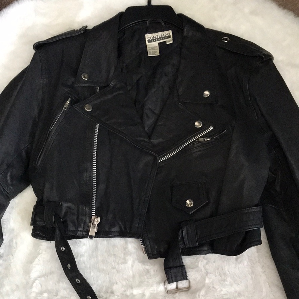 Vintage leather moto jacket